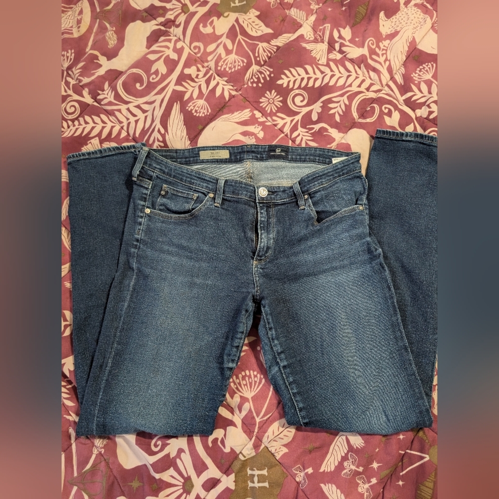 AG Adriano Goldschmied Dark Blue Straight Leg Jeans